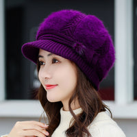 Women's Fashionable Warm Padded And Thick Knitted Wool Hat