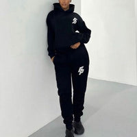 Long Sleeve Hooded Sweatshirt With Jogger Pants Two-Piece Set