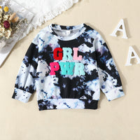 New Girls' Letter Tie-dyed Long-sleeved Trendy Double Color European And American Style