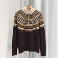 Women's Retro Loose Lazy Half Zipper High Collar Sweater