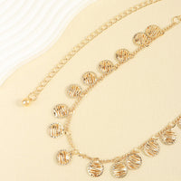 Gold Simple Hollowed-out Round Pendant Waist Chain Ladies Sweet Cool Everything Metal Body Chain Jewelry