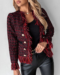 European And American Feminine Straight Tube Coarse Woolen Coat
