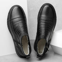 Men's warm first layer cowhide shoes