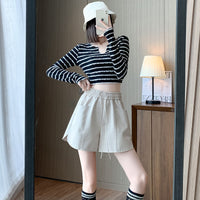 Elastic High-waisted Slimming Wide-leg Pants