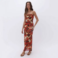 Sleeveless Off-shoulder Halterneck Sexy Backless Printed Dress
