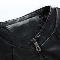 Stand-up collar fur PU leather jacket plus velvet men's jacket