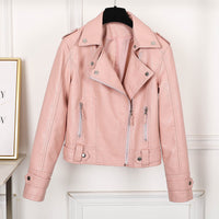 Short PU motorcycle leather jacket
