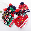 Christmas knitted hat with printed woolen hat