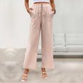 European And American-style Casual Elastic-waist Pants Womens High-waisted Straight-leg Trousers