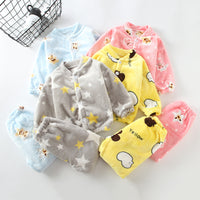 Flannel Stand Collar Buttoning Cartoon Print Suit