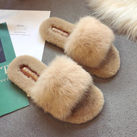 Fashionable Korean Style Plush Slippers For Women Outside Wear Flip Flops