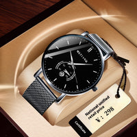 Trade Watch Stylish Black Technology Belt Refined Steel Korean Casual Calendar