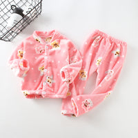 Flannel Stand Collar Buttoning Cartoon Print Suit