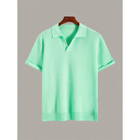 Men's Short-sleeve Knitted Sweater Breathable Waffle