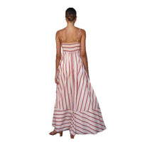 New Striped Printed High-Waisted Flared Resort Sundress With Straps