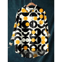 Lapel Long Sleeve Shirt Retro Line Polka Dot Top