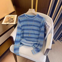Gentle Graceful And Fashionable Dopamine Striped Sweater