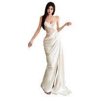 Spring Asymmetrical Midriff Baring Sleeveless Tube Dress