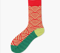 new women socks 1 pair long cotton color geometric autumn socks novelty fashion lady happy socks