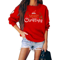 Merry Christmas Sweater Crew-Neck Red Long-Sleeve Pullover