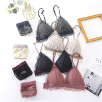 Lace French triangle cup bra set