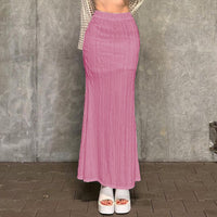 Solid Color Fishtail Skirt Slim High Waist Skirt
