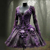 Women's Fashionable Versatile V-neck Long Sleeved Dress