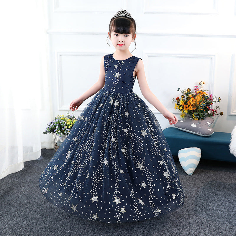 Blue Starry Girl Princess Dress