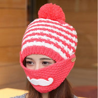 Plush warm beard mask, thick knitted hat