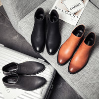 High-top British leather shoes men's business casual