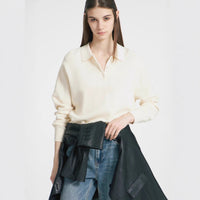 Vintage Casual All-matching Polo Lapel High Quality Knitted Sweater