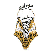 Printed bikini one-piece swimsuit