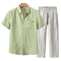 Linen Shirt Men's Short-sleeve Suit