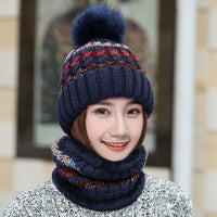 Color block bib knitted hat