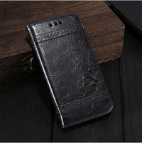Compatible with Apple, Luxury Retro Leather Cover Flip Case For iPhone/ Samsung Galaxy