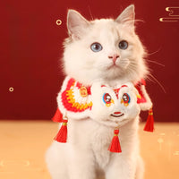 Cat Clothes New Year's Scarf Collar Autumn And Winter Kitten New Year's Festive Puppy Accessories Pet Scarf Dog Scarf