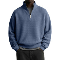Mens Digital Floral Print Waffle-Weave Half-Zip HoodieJacket