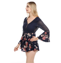 Lace stitching flared sleeve jumpsuit