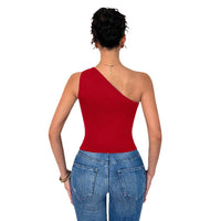 Red Vest Summer Sleeveless Off-Shoulder Slimming T-Shirt Top