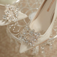 Wedding Dress Two-way Wear Pointed-toe Stiletto Bride Shallow Mouth Pumps Women High Heels
