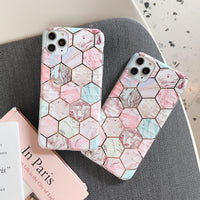Geometric line marble phone case