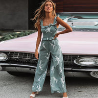 Ruffle print jumpsuit with suspenders