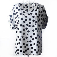 USA SIZE Short-sleeved loose large size top printed chiffon shirt