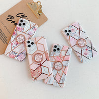 Geometric flower ring stand phone case