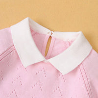 Short sleeve knitted solid color fart romper