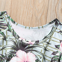 Printed two piece short skirt with flying sleeves