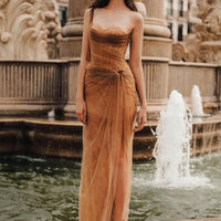 Slant-neck Sleeveless Midi Dress For Women