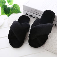 New style cross fur slippers women autumn and winter
