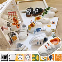 Children's white shoes Velcro sneakers
