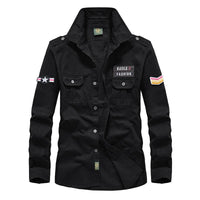 Solid Color Loose Long Sleeves Pocket Shirt